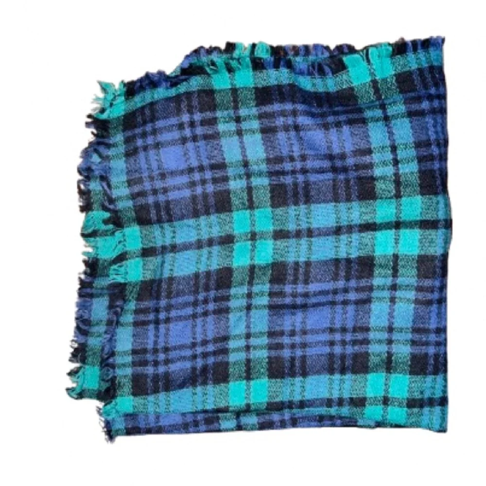 Blue and green plaid scarf